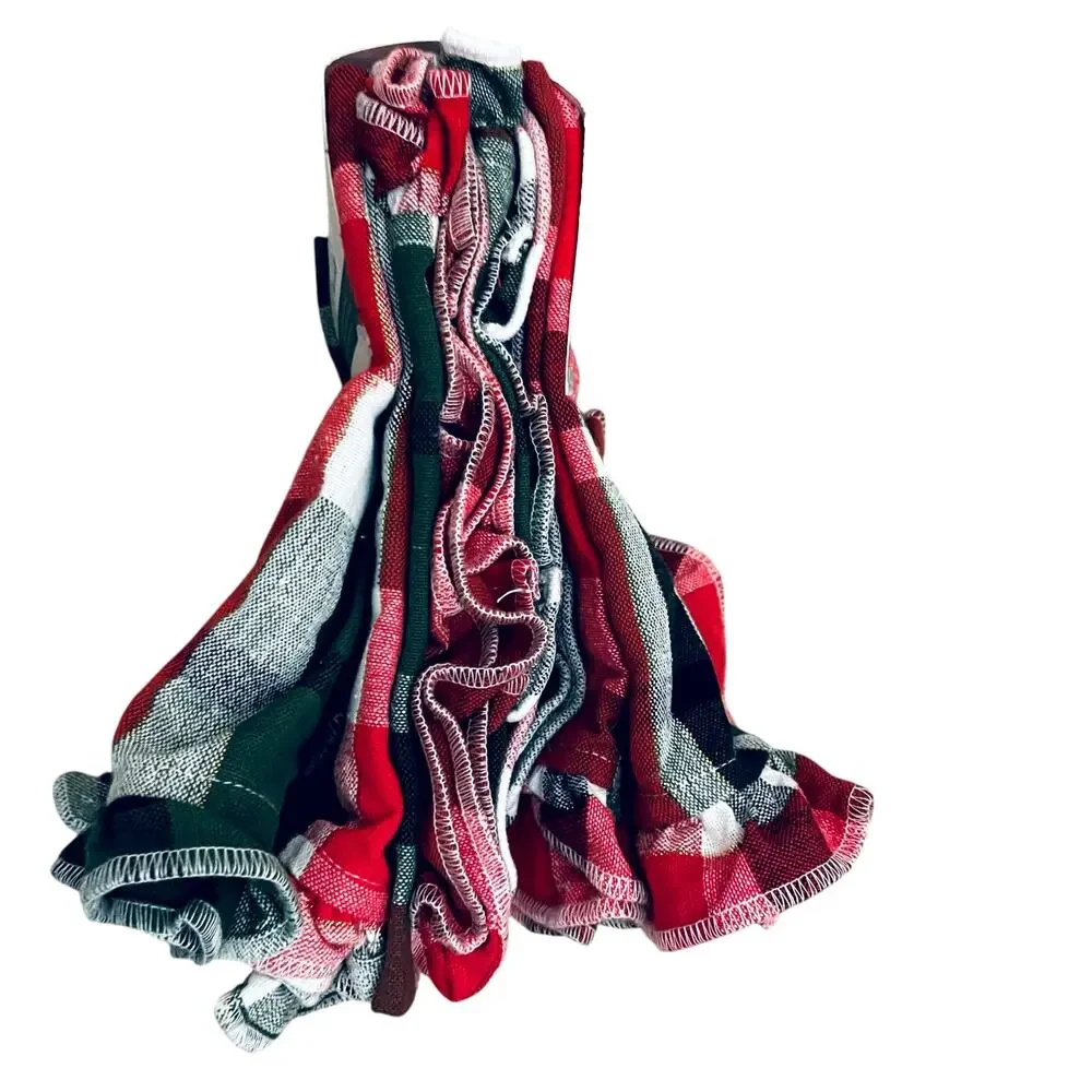 RACHEL ASHWELL Farmhouse Set 6 Christmas Plaid Cloth Napkins Red Green Gold NWT